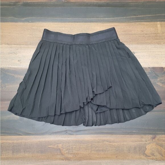 Eleloveph Lola Skort Solid Black Plaid Elastic Waistband Mini Size XS - Picture 2 of 9